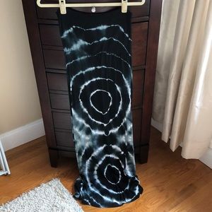 Strapless tie die black & white dress